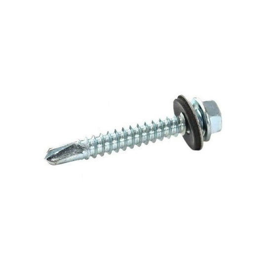 Self Drilling Screws - 1/4-14 - 6.35mm - 38.1 mm - 100  Hex Washer Head - Steel Zinc Plated
