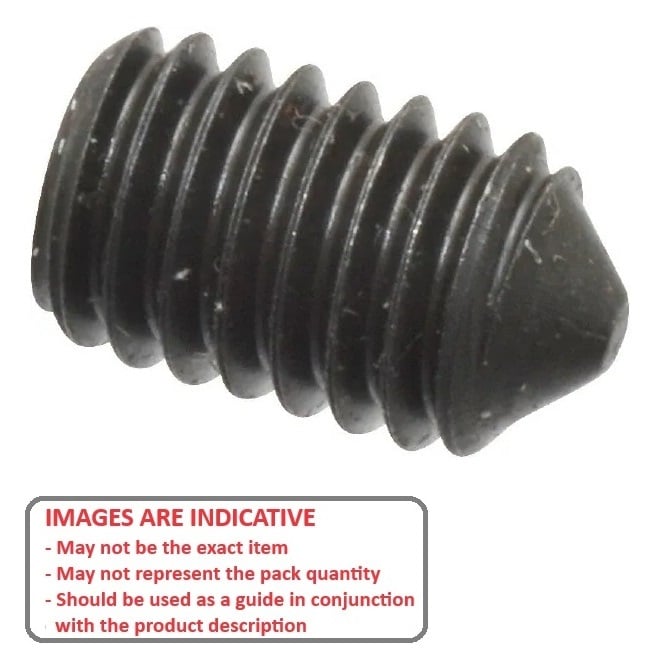 Set di viti senza testa a bussola 1/4-20 UNC x 6.4 in acciaio al carbonio - punta conica - MBA (confezione da 100)