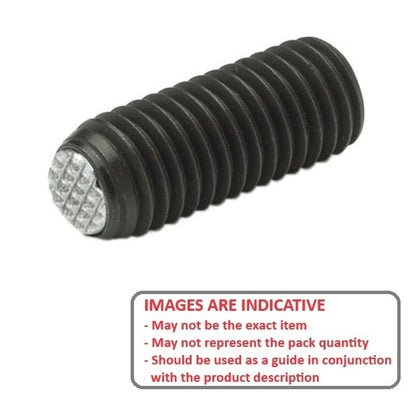 1113928 | SS160M-0240-CS-DKT (Each) --- Diamond Knurled Tip Socket Set Screws - M16 - 16x2mm - 24 mm  - Carbon Steel with Alloy Steel SUJ2 HRC 55 -60 tip Screw