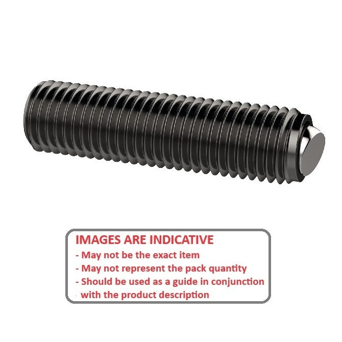 1115195 | SS160M-0487-CS-FB (Each) --- Flat Tip Aligning Socket Set Screws - M16 - 16x2mm - 48.7 mm - Aligning Flat Tip - Carbon Steel with Alloy Steel SUJ2 HRC 55 -60 tip Screw