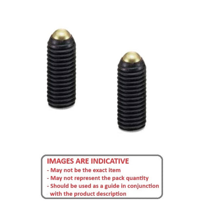 1052397 | SS040M-0165-CS-BR-RB (Each) --- Rolling Ball Tip Socket Set Screws - M4 - 4x0.7mm - 15.7 mm  - Carbon Steel with Brass tip Screw
