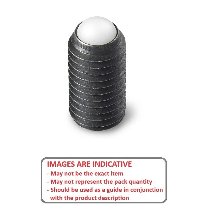 1060769 | SS050M-0086-CS-PO-RB (Each) --- Rolling Ball Tip Socket Set Screws - M5 - 5x0.8mm - 7.6 mm  - Carbon Steel with Polyacetal tip Screw