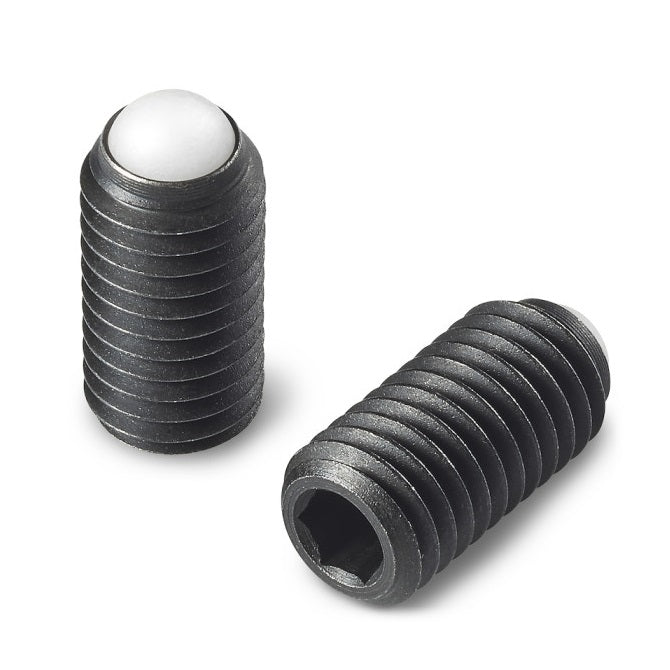 Rolling Ball Tip Socket Set Screws - M5 - 5x0.8mm - 7.6 mm   - Carbon Steel with Polyacetal tip