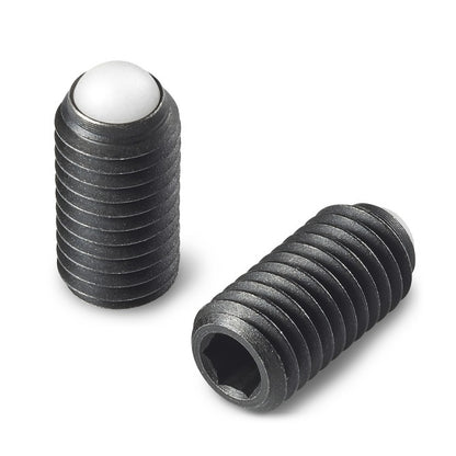 Rolling Ball Tip Socket Set Screws - M5 - 5x0.8mm - 7.6 mm   - Carbon Steel with Polyacetal tip