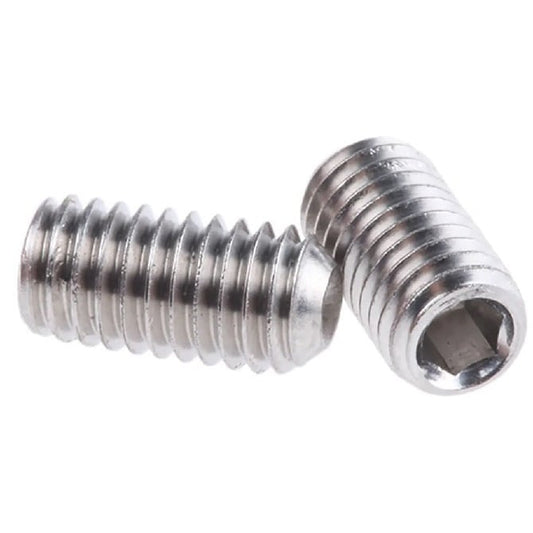 Jeu de douilles vis sans tête M2,5 x 12 mm en acier inoxydable 304 (A2, 18-8) - pointe coupelle - MBA (lot de 5)