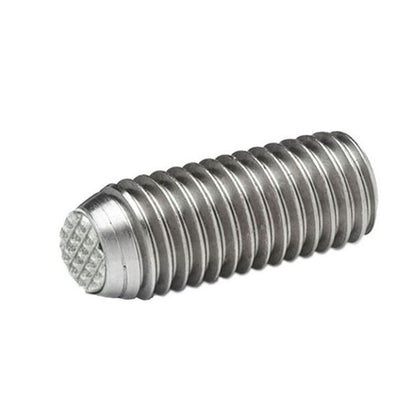 Diamond Knurled Tip Socket Set Screws - M6 - 6x1mm - 9.6 mm   - 304 Stainless Steel with 440C Stainless HRC 50-55 tip