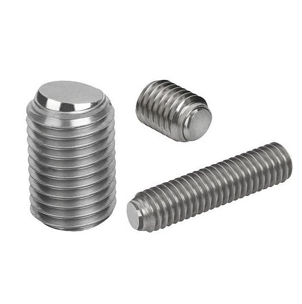 Flat Tip Aligning Socket Set Screws - M6 - 6x1mm - 15.6 mm - Aligning Flat Tip  - 304 Stainless Steel with 440C Stainless HRC 50-55 tip