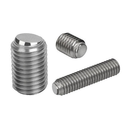Flat Tip Aligning Socket Set Screws - M12 - 12x1.75mm - 39.3 mm - Aligning Flat Tip  - 304 Stainless Steel with 440C Stainless HRC 50-55 tip