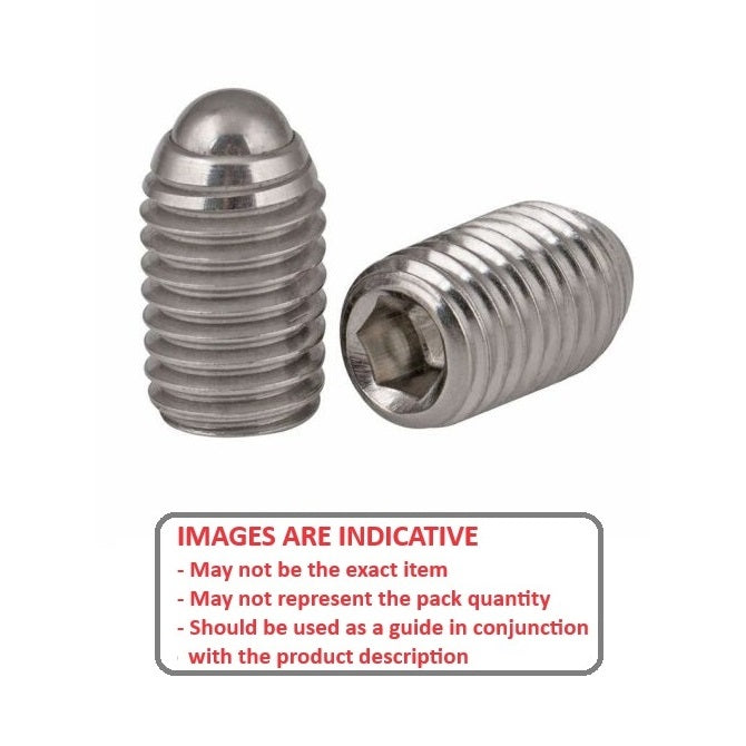 1065905 | SS060M-0108-S4-S440-RB (Each) --- Rolling Ball Tip Socket Set Screws - M6 - 6x1mm - 9.5 mm  - 304 Stainless Steel with 440C Stainless HRC 50-55 tip Screw