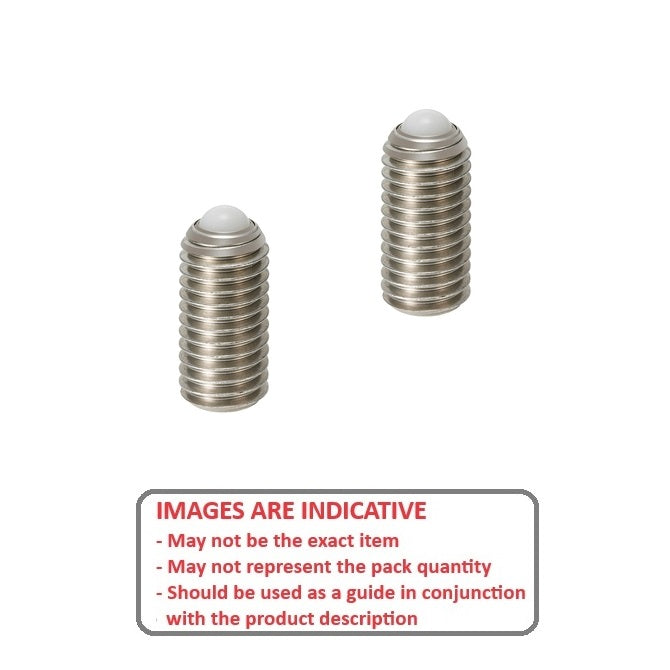 1052590 | SS040M-0100-S4-PO-RB (Each) --- Rolling Ball Tip Socket Set Screws - M4 - 4x0.7mm - 9.6 mm  - 304 Stainless Steel with Polyacetal tip Screw