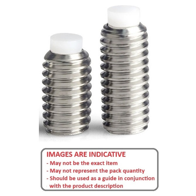 1052832 | SS040M-0100-S4-AT (Each) --- Acetal Tipped Socket Set Screws - M4 - 4x0.7mm - 10 mm  - Stainless Steel 304 Similar to A2, 18-8 HRB80 Screw