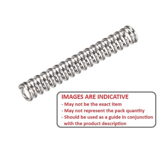 1103937 | CS-1270-2540-29-S2 (PK-200) --- Compression Springs - 12.7x254x2.9 mm - Stainless Steel 302/304 Similar to A2, 18-8 Spring