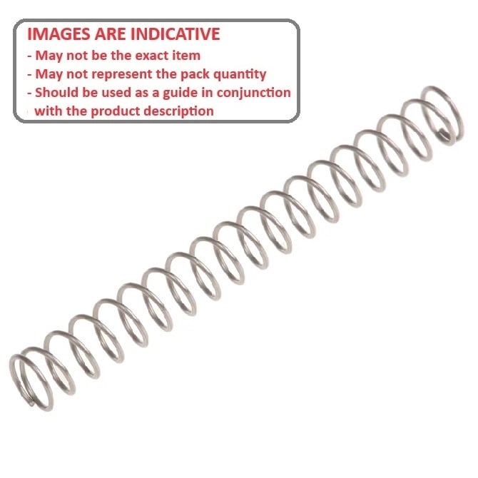 Molla di compressione 2,38 x 254 x 0,25 mm - Grado inossidabile 302 - MBA (confezione da 5)