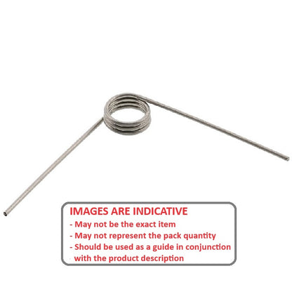 1068654 | TS-060L-600-060-135-S4 (PK-100) --- Torsion Springs - 6x60x0.6 mm Left Hand Wound - Stainless Steel 304 Similar to A2, 18-8 HRB80 Spring