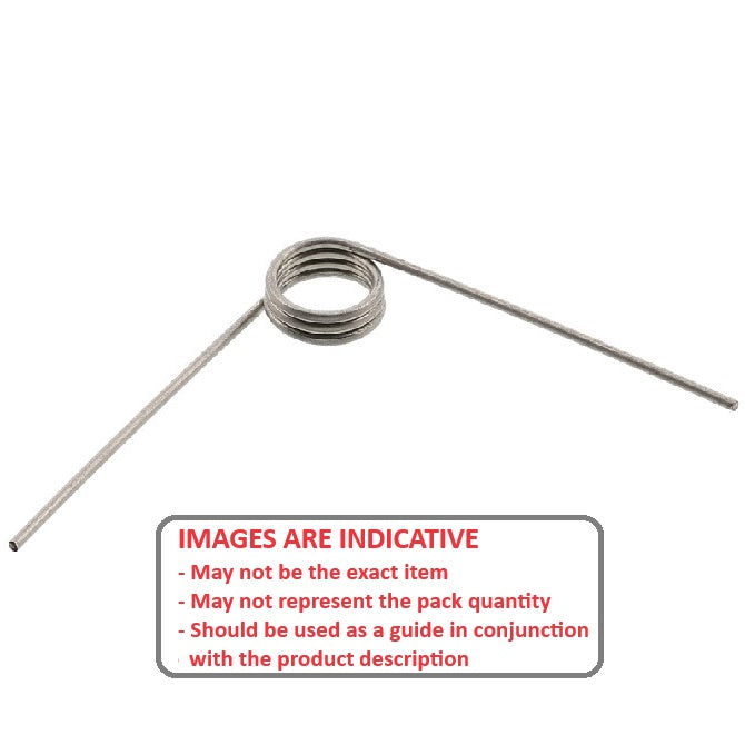 1044990 | TS-030L-300-030-180-S4 (PK-100) --- Torsion Springs - 3x30x0.3 mm Left Hand Wound - Stainless Steel 304 Similar to A2, 18-8 HRB80 Spring