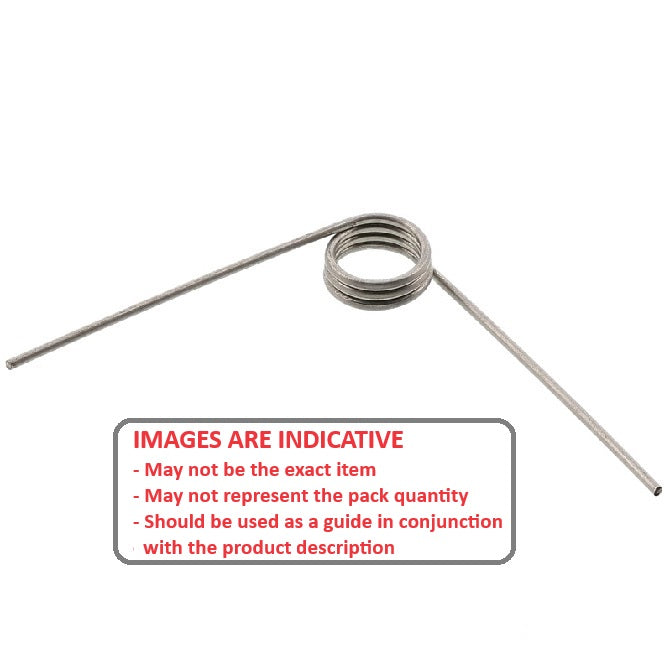 1103069 | TS-127R-508-198-180-S2 (Each) --- Torsion Springs - 12.7x50.8x1.98 mm Right Hand Wound - Stainless Steel 302/304 Similar to A2, 18-8 Spring