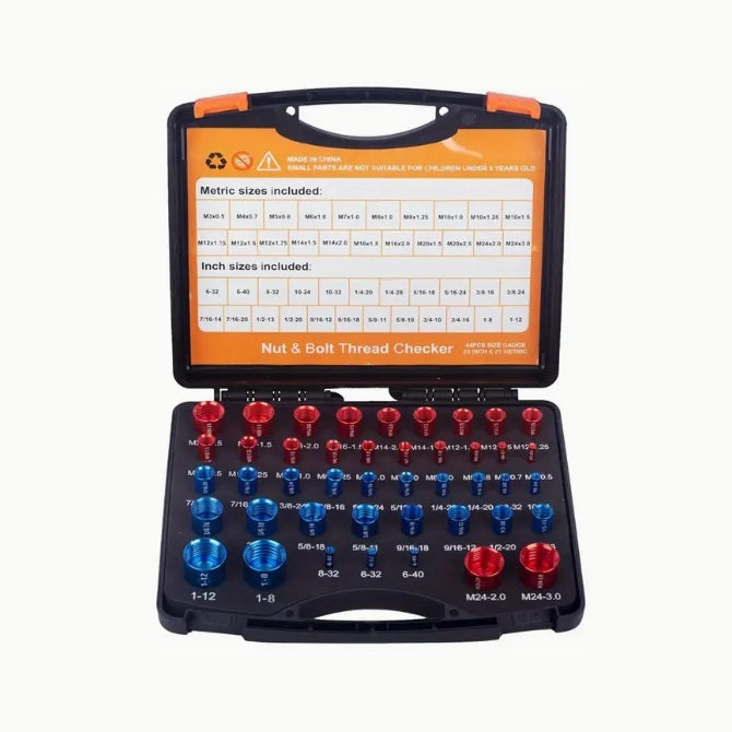 Thread Gauge Tools - Thread Checking Set 44 Male and Female Threads - Imperial and Metric 6-32, 6-40, 8-32, 10-24,10-32, 1/4-20, 1/4-28, 5/16-18,5/16-24,3/8-16,3/8-24,7/16-14,7/16-20