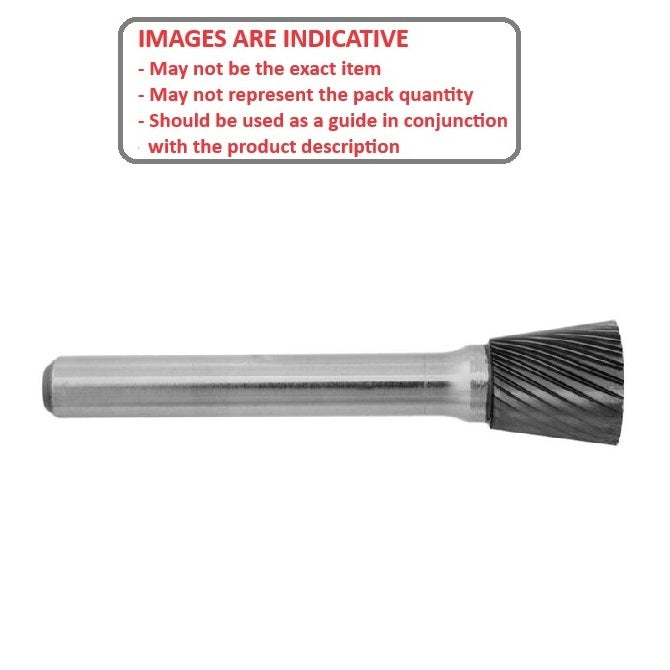 1231421 | GAR73092RS (Each) --- Rotary Files Tools - Type Inverted Cone - 10 deg - 6.35 - 6.35 Double Cut - Carbon Steel File