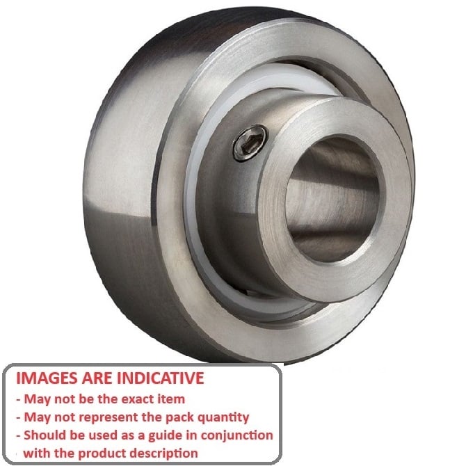 Cuscinetto in acciaio inossidabile 316 15.875 x 52 x 31 mm - Inserto per alloggiamenti in plastica Grado inossidabile 316 - DE sferico - KMS (confezione da 1)