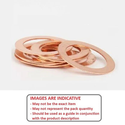 1108458 | W0127-FP-019-0041-COP (Pack of 10)  --- Flat Washers - 12.7x19.05x0.406 mm Precision Shim - Copper 110 Washer