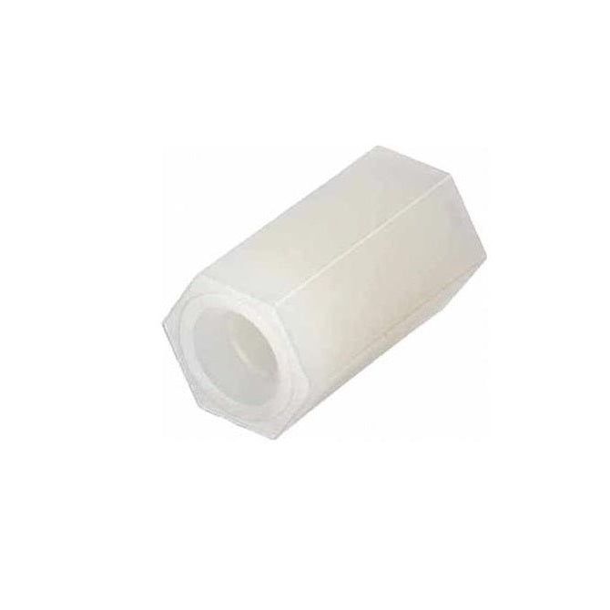 Threaded Spacers - M3 - 3x0.5mm - 12x6 mm Hex - Nylon Polyamide 6/6 Spacer