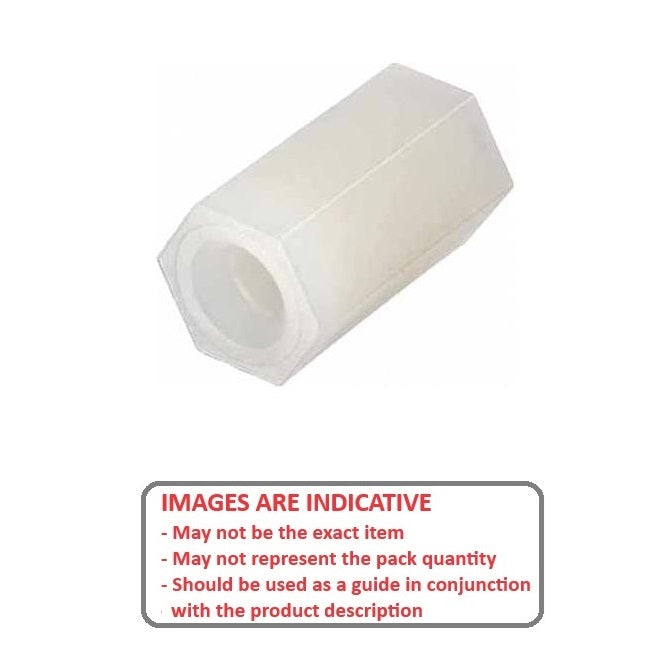 1044471 | SHX-T-030M-015-006-NY-PK025 (Per Card) --- Threaded Spacers - M3 - 3x0.5mm - 15x6 mm Hex - Nylon Polyamide 6/6 Spacer