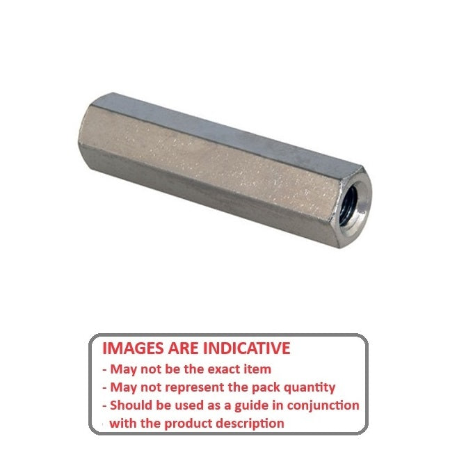 1045415 | SHX-T-030M-012-005-MZ (PK-5) --- Threaded Spacers - M3 - 3x0.5mm - 12x5 mm Hex - Steel - Mild S300 Pb Zinc Plated Spacer
