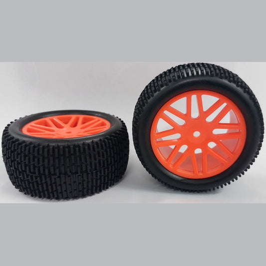 1076809 | WH-8O-112-43-FO-8 (2 Pcs) --- RC Car Wheels Hobby - Fluoro Orange 16 Spoke Black