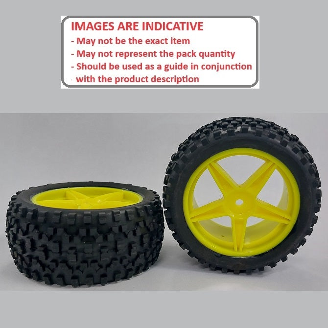 1140183 | WH-8O-112-43-Y-5 (2 Pcs) --- RC Car Wheels Hobby - Yellow 5 Spoke Black