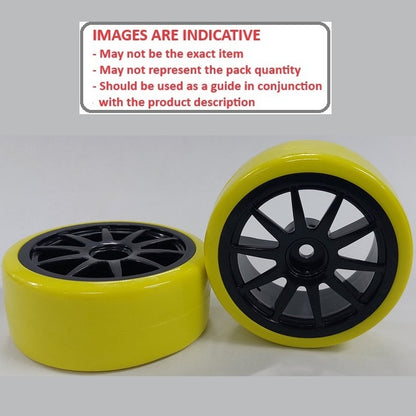 1041257 | WH-XD-063-26-BK-10-Y (2 Pcs) --- RC Car Wheels Hobby - Black 10 Spoke Yellow