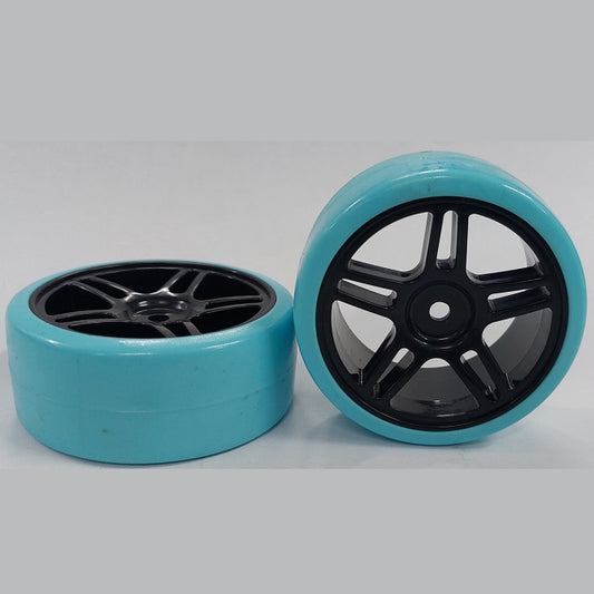 1040865 | WH-XD-063-26-BK-5T-BL (2 Pcs) --- Wheels - Black 5 Split Spoke Blue