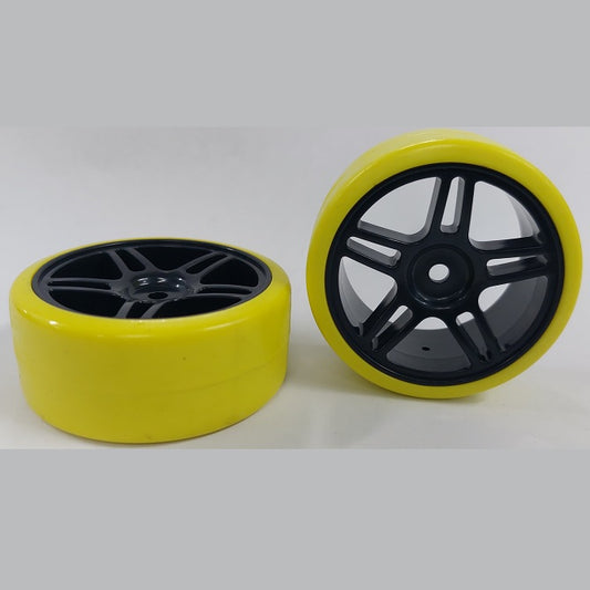 1040863 | WH-XD-063-26-BK-5T-Y (2 Pcs) --- RC Car Wheels Hobby - Black 5 Split Spoke Yellow