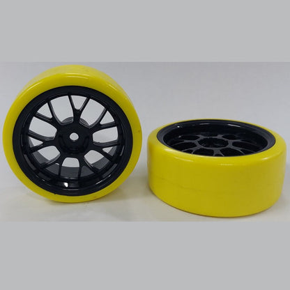 1039428 | WH-XD-063-26-BK-7K-Y (Per Card) --- RC Car Wheels Hobby - Rim Colour Black 7 Fork Spoke - Yellow Tenth Scale - Plastic Wheel