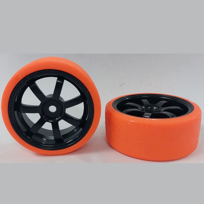 1039432 | WH-XD-063-26-BK-7-R (Per Card) --- RC Car Wheels Hobby - Rim Colour Black 7 Spoke - Red Tenth Scale - Plastic Wheel