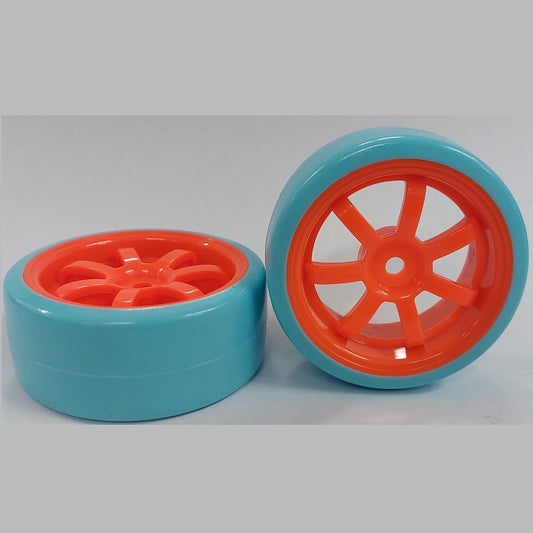 1076506 | WH-XD-063-26-FO-7-BL (2 Pcs) --- RC Car Wheels Hobby - Fluoro Orange 7 Spoke Blue