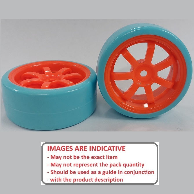 1076506 | WH-XD-063-26-FO-7-BL (2 Pcs) --- RC Car Wheels Hobby - Fluoro Orange 7 Spoke Blue