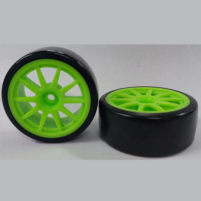 1083961 | WH-XD-063-26-G-10-BK (PK-2) --- RC Car Wheels Hobby - Rim Colour Green 10 Spoke - Black Tenth Scale - Plastic Wheel