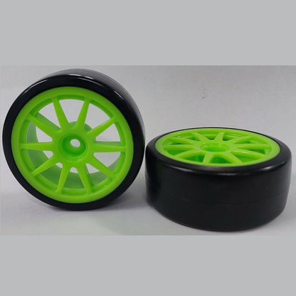 1083961 | WH-XD-063-26-G-10-BK (PK-2) --- RC Car Wheels Hobby - Rim Colour Green 10 Spoke - Black Tenth Scale - Plastic Wheel