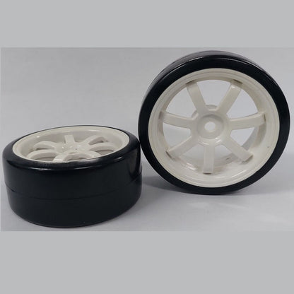1137827 | WH-XD-063-26-W-7-BK (PK-4) --- RC Car Wheels Hobby - Rim Colour White 7 Spoke - Black Tenth Scale - Plastic Wheel