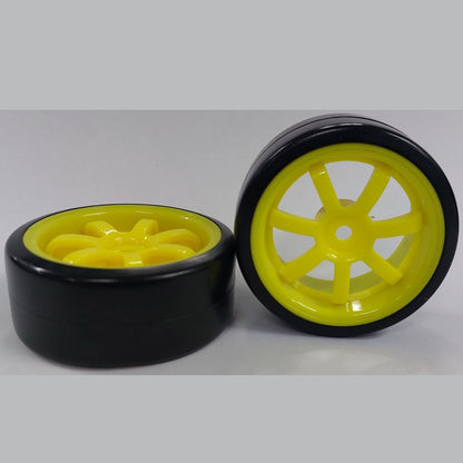 1140193 | WH-XD-063-26-Y-7-BK (2 Pcs) --- RC Car Wheels Hobby - Yellow 7 Spoke Black