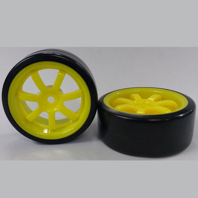 1139570 | WH-XD-063-26-Y-7-BK (Per Card) --- RC Car Wheels Hobby - Rim Colour Yellow 7 Spoke - Black Tenth Scale - Plastic Wheel