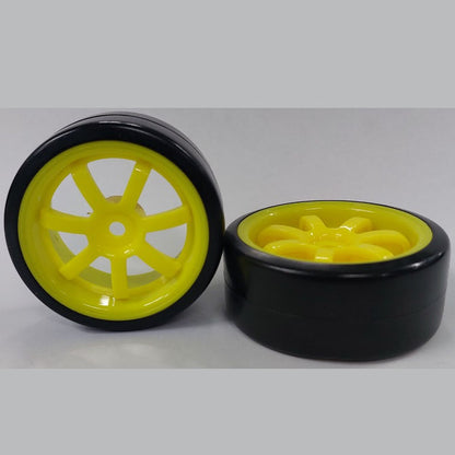 1139570 | WH-XD-063-26-Y-7-BK (Per Card) --- RC Car Wheels Hobby - Rim Colour Yellow 7 Spoke - Black Tenth Scale - Plastic Wheel