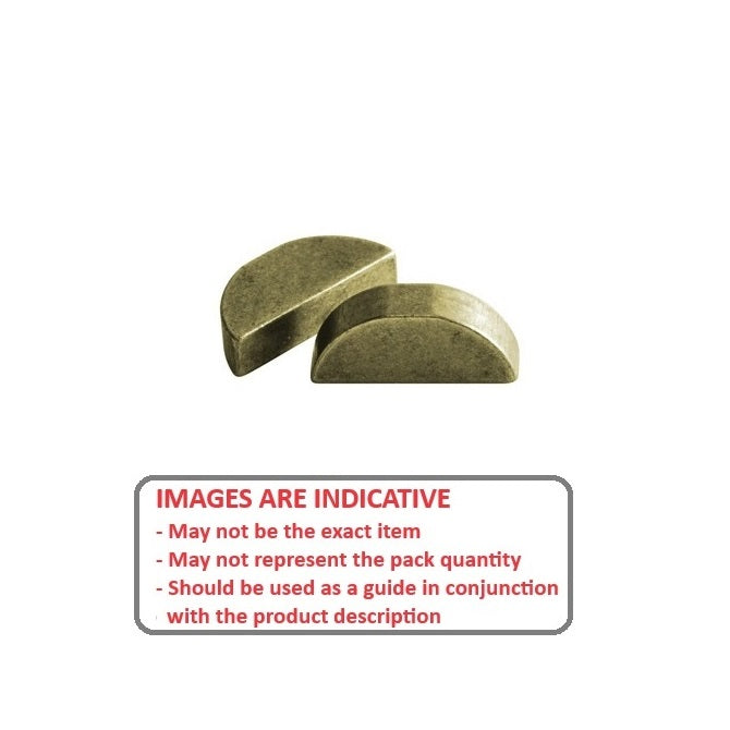1088025 | KW-095-138-312-Z (Each) --- Woodruff Keys - 9.53x13.8x31.24 mm - Carbon Steel 1035 Zinc Plated Key